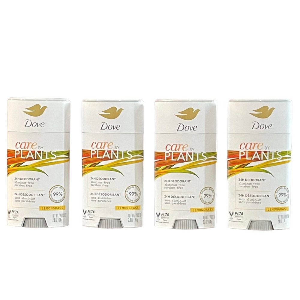 Dove Care By Plants 24h Deodorant Aluminum And Paraben Free Lemongrass Lot of 4
